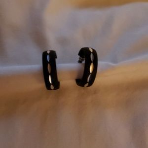 BLACK MATTE & SILVER HOOP EARRINGS